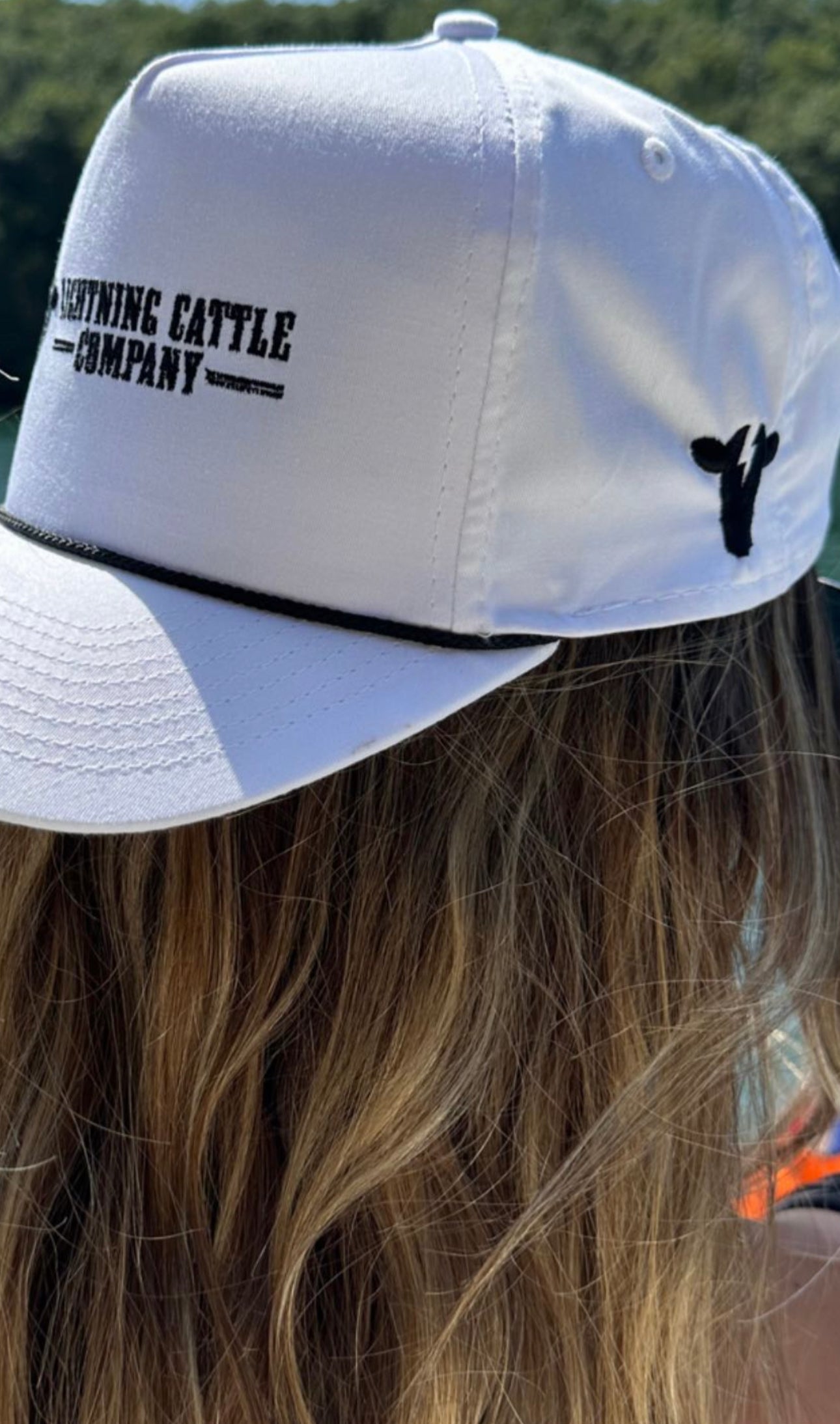 Lightning Cattle Co Braided Snap Back- White